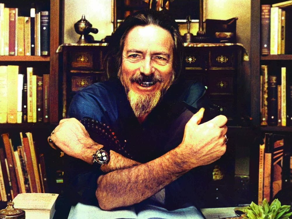 Alan Watts at his desk, 1973